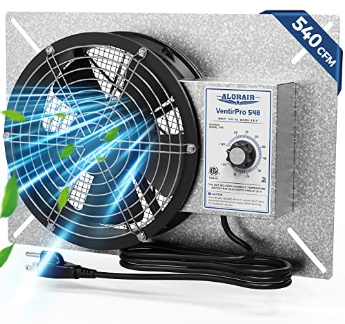 ALORAIR 540 CFM IP-55 Grade Crawlspace Ventilation Fans with Humidistat & Thermostat, 8.7 inches Basement Vent Fans with Isolation Mesh, Ventilator Fan for Crawl Space Basement Attic Garage, Exhaust