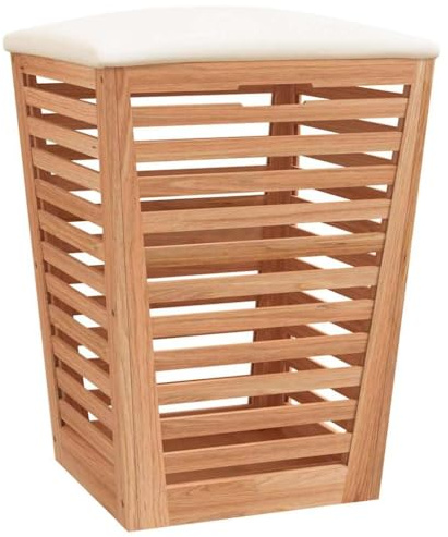 vidaXL Badhocker, Hocker für Badezimmer, Wäschekorb mit viel Stauraum, Badezimmerhocker Duschhocker Holzhocker, Massivholz Nussbaum