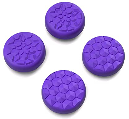 playvital Thumb Grip Caps for Steam Deck LCD, for PS Portal Remote Player Silicone Thumbsticks Grips Joystick Caps for Steam Deck OLED - Diamond Grain & Crack Bomb Design Purple