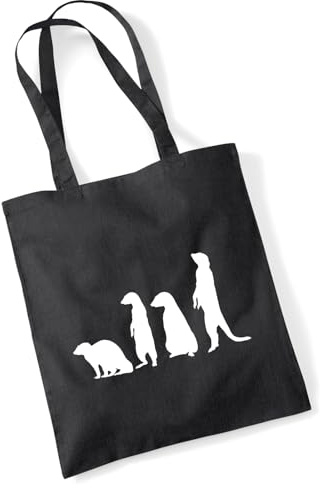 Huuraa Jutebeutel Erdmännchen Silhouette Geschenk | Baumwollbeutel 10 Liter Stoffbeutel Beutel aus Baumwolle Tasche Geschenkidee Einkaufstasche Langen Henkel