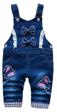 AOOPOO Neonato Ragazzi Ragazze Jeans Salopette Pagliaccetti Salopette Salopette in Denim di Cotone Morbido Pagliaccetti Tuta Jeans Pantaloni con Bretelle