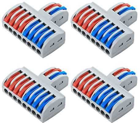 ZaishunNT Lever-Nut Wire Connector Terminal Blocks - Compact Plug-in Terminals for Solid, Stranded, and Flexible Wire Cables (4)