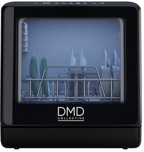 DMD Collective – Mini lave-vaisselle de table, lave-vaisselle de comptoir à écran tactile, réservoir d'eau intégré de 5 L, sans plomberie, avec contrôle tactile, affichage LED, cycle de séchage et