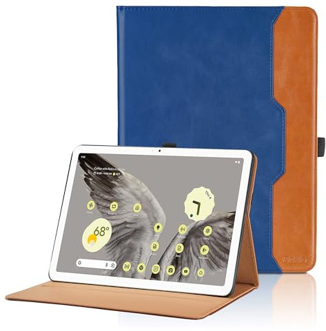 Hülle für Google Pixel Tablet 2023 11 Zoll, Business PU Leder Schutzhülle, Multi-Winkel Ansehen Folio Case Dokumentschlitze und Stand Funktion für Google Pixel Tablet 2023 - Blau