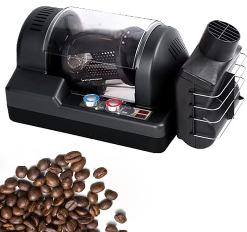 DISHENGZHEN 800W Coffee Roaster, 3D Roller Coffee Bean Nut Peanut Cashew Nut Chestnut Roaster, Adjustable Timing & Temperature, sesame,soybean, peanut, tea,various nuts black