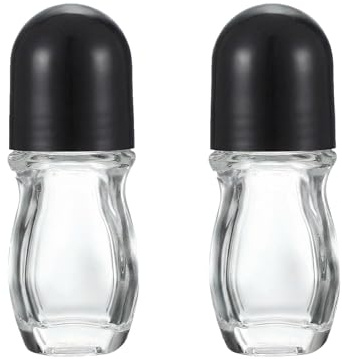 VASANA Lot de 2 flacons déodorants vides rechargeables en verre transparent avec bouchon en plastique pour flacons anti-transpirants 30 ml