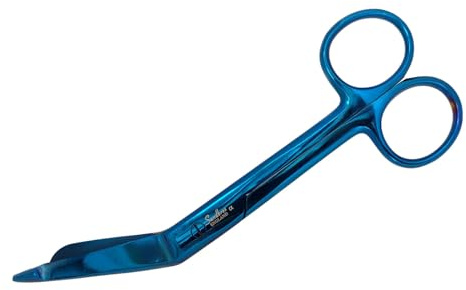 Lister Bandage Scissors – Sharp & Durable Medical Shears, Angled Blade with Blunt Tip for Safe Cutting – Stainless Steel, Lightweight (Blue)