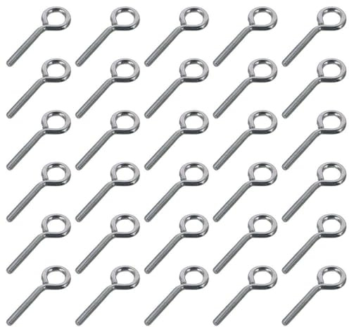 Hanger Eyelet Hooks Screw 30pcs M4,M5 Easy To Install Carbon Steel Hex Nuts Re-sistant Corrosion Hex Eye Hooks Screws Bolts Kit Metal Hook