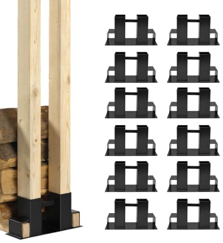 TRUTZHOLM Holzstapelhilfe Holzstapelhalter für Kanthölzer 7x7 cm / 4x6 cm | Stahl, schwarz lackiert, Kaminholz, Stapelhilfe, Holzstapelhalter, Brennholz, Gestell, Holz
