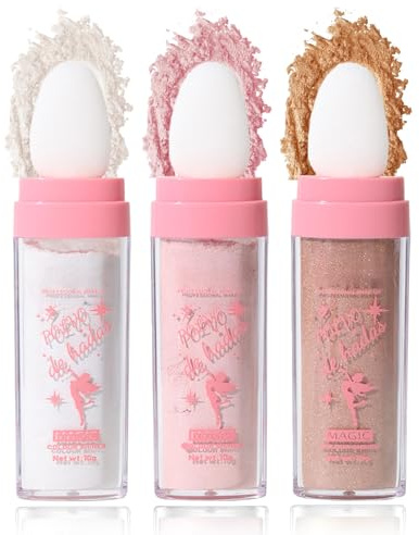 Highlighter Patting Powder, 3 Farben Polvo de Hadas Wasserfest & Langlebig, Fairy Make Up Highlighter Fein Puder Hochpigmentiert, Hochglanz Schimmer Glitzerpuder für Gesicht Körper Haar Festival Party