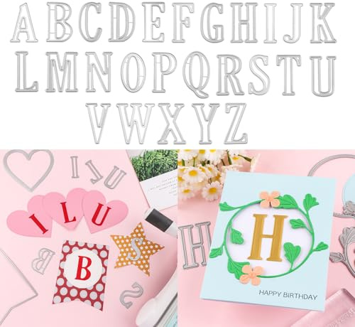 26-Piece 1.97-Inch Uppercase Letter Cutting Dies | Briartw 5 cm Height Alphabet Metal Stencils for Cardmaking,Scrapbooking and Craft Projects | Perfect for Embossing,DIY Invitations & Stress Relief