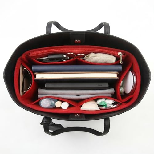 banbeln Handtaschen Organizer für Damen, Taschenorganizer Einsatz für Handtasche, leicht mit Reißverschlusstasche, weiches Stofffutter (Red, S)