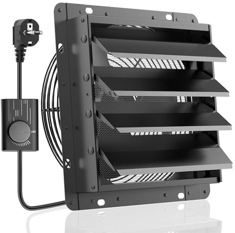 HG Power 350mm Abluftventilator mit Drehzahlregler Industrie Wandventilator 1500m³/h Wandlüfter Regelbar mit Maschensieb Aluminium Fensterventilator mit EU-Stecker für Keller Garage küche Lamellen