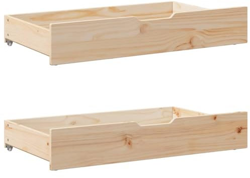 ShGaxin Cassetti sotto il letto con ruote, 2 pezzi, in legno di pino massiccio, sotto il letto, per riporre vestiti, scarpe, scatole per vestiti, scatole per vestiti, scatole per vestiti, scatole