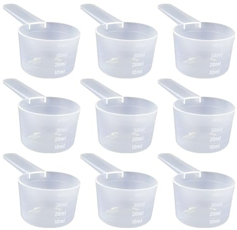 10 Pcs Clear Plastic Measuring Spoons Long Handle Scoops Tablespoon Measuring Scoops Powder Measure Scoops Loose Tea Coffee Spoons with Graduated for Kitchen 40ml