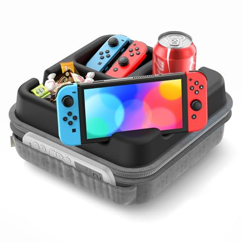 CLESOO 5 in 1 Couchbar Snackbox, Sofatablett mit Tablet-Telefon-Ständer, Couch Getränkehalter mit Zwei Organizer-Taschen, Aufbewahrungsfächer, Durable Couch Tablett für Bett, Schreibtisch, Boden