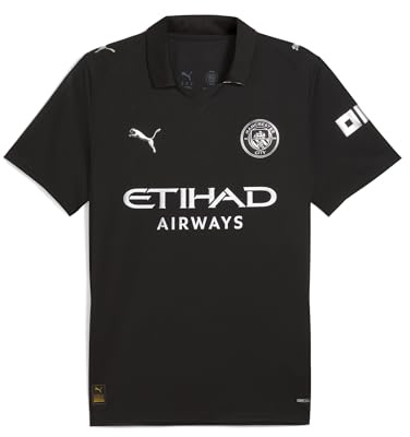 Men’s Manchester City FC 2025/26 Replica Away Soccer Jersey - Black - Size: L