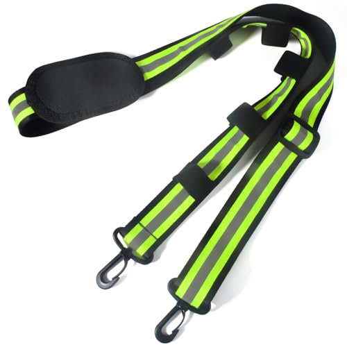 HYS Tracolla riflettente regolabile da 1,5 m con clip elastica per fissare il microfono radio portatile, design spesso imbottito antiscivolo per fondine e borse a tracolla, ganci girevoli resistenti