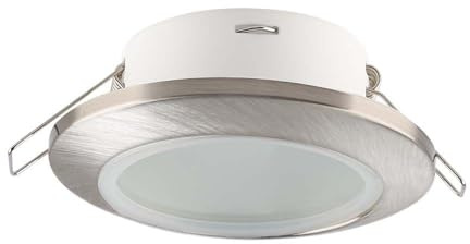 Brightium Douille ronde de type GU10, finition en nickel satiné, idéal pour un éclairage décoratif. Installation facile et durabilité
