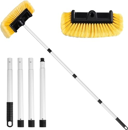 Car Wash Brush Long Handle 62 Soft Bristle Cleaning Mop Car Brush for Washing the Car Aluminum Telescopic Cleaning Brush for Car SUV Truck Van Caravan Boat Solar Panel