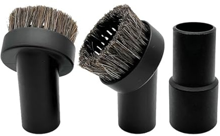 HHONGDU 2 PCS Horse Hair Circular Dust Brush 1.25 Inches Approximately 3.2 Cm Vacuum Cleaner Vacuum Accessory With Hose Adapter Soft Bristle Cleaner Replacement With Universal Adapter
