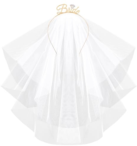 BOFUNX Velo da Sposa Addio al Nubilato Tiara con Coroncina per Capelli Accessori per Nozze e Festa Donna Ragazza