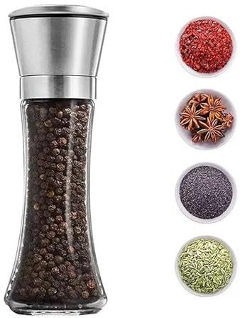 Salt and Pepper Grinder,Premium Stainless Steel,Manual Salt and Pepper Mills with Adjustable Coarseness for Spices and Seeds Fits in Home, Kitchen, Outdoor(No Salt and Peppercorns) (Large 1PCS)