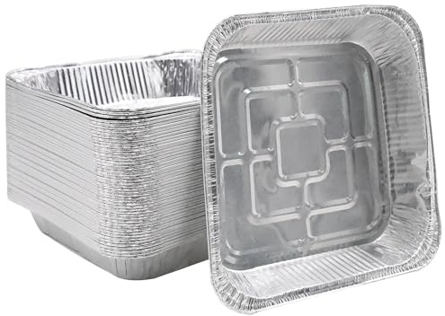 50 Stück Einweg Schalen aus Aluminiumfolie,Einweg-Grillpfannen 1000ML,Grill Aluschalen Tropfschalen Grillschale Auflaufform, Backbleche aus Aluminiumfolie 20cm x 20cm x 4cm