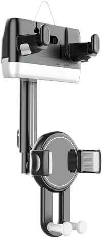 Bilstöd för bil – svängbart smartphone-fäste för bilbackspegel, vyspegel | 360 graders svängbart stativ, anti-vibration via telefon