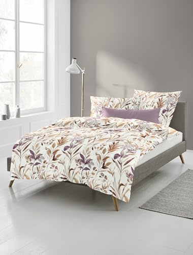 Bierbaum Bettwäsche 4137, Feinbiber, 100% Baumwolle, Designed in Germany, lachs 50, 135x200 + 80x80 cm