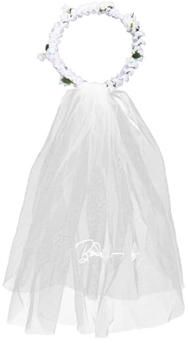 VILLFUL Eleganter Künstlicher Brautblumenkranz mit Kopfband und Schleier aus Leichtem Draht und Gauze für Hochzeitspartys und Fotoshootings von Frauen