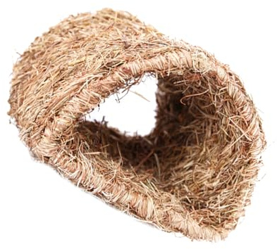 GARVALON Kaninchenversteck Stroh Tunnel 22x20x16cm für Kleintiere Wie Mäuse und Hamster als Spiel und Kuscheltunnel