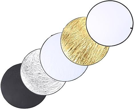 BONKZEBU 110 Cm 5 i 1 Handhållen Hopfällbar Rund Skiva Ljusreflektor för Fotografering, Bärbar Diffusor för Inomhus och Utomhus Porträtt