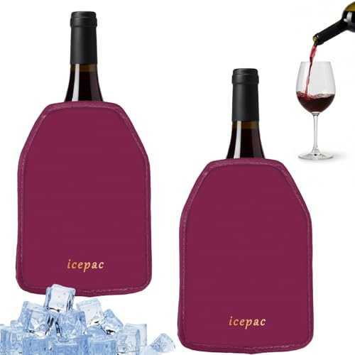 Manchon refroidisseur pour bouteille de vin, manchon refroidisseur à gel pour congélateur, longue durée pour garder le vin au frais, manchon pour bouteilles de Prosecco, Champagne, Bière, Vin (lot de