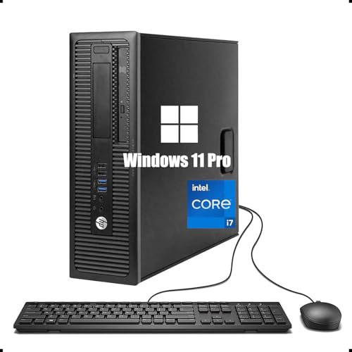 HP EliteDesk 800 G1 SFF PC de escritorio, Intel Core i7-4770, 8 GB de RAM, SSD de 240 GB, teclado QWERTY US, WiFi, Bluetooth, Windows 11 Pro (reacondicionado)
