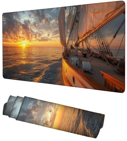 Alfombrilla Ratón Barco Mouse Pad 1000x400x3mm Alfombrilla Gaming Atardecer Desk Mat, Protector Escritorio, Accesorios Gaming, Mejora Precisión y Velocidad, para PC Gamer, Portátil, Oficina, f-41