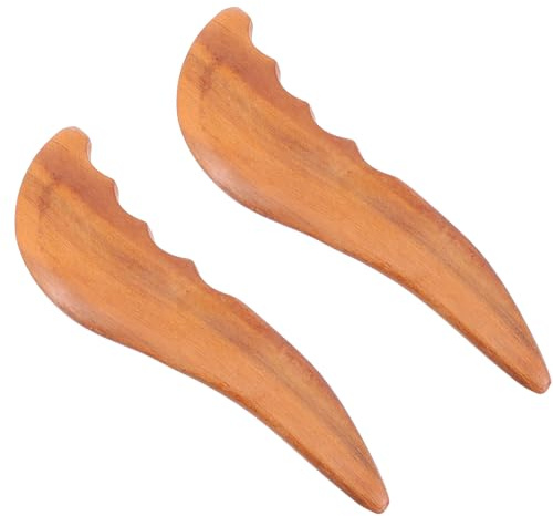 WATIIFUFU Piastra Guasha in Legno Marrone 2 Pezzi Strumento per Massaggi Superficie Liscia per Massaggio Delicato Tutto Corpo e Benessere
