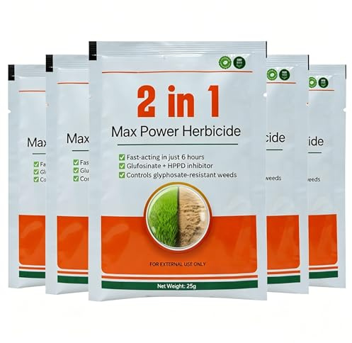 Herbicida Total Ecológico Origen Natural 32 m², Elimina Malas Hierbas y Musgos, Resultados 2 Horas, Diluir 15L Agua, Súper Concentrado, 25G (5 PCS)