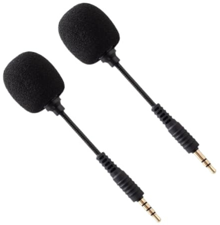 ELEOUTI Microfono Condensatore Compatto Nero Design Flessibile, 2 Pezzi, Materiale Plastico e Spugna, per Laptop, Tablet e Chiamate Vocali Durante Giochi