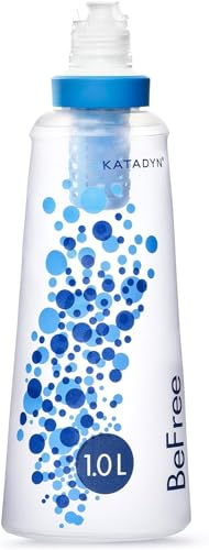 Katadyn BeFree Collapsible Water Filter Bottle 1.0L for Hiking, Backpacking & Travel | 0.1 Micron Hollow Fiber Squeeze Filter Removes Bacteria, Protozoa & Sediment, BPA-Free, EZ-Clean Membrane