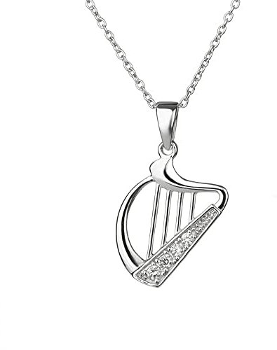 Nouveau Crystal Harp Kette - Irische Harfe aus Sterling Silber & Kristall