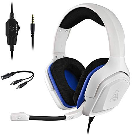The G-Lab Korp Cobalt Casque Gaming PS5 - Micro Casque Gamer Audio Stéréo, Ultra léger, Fortes Basses - Micro 3.5mm Jack pour PC PS4 PS5 Xbox One & X Mac Nintendo Switch Tablette Laptop (Blanc)