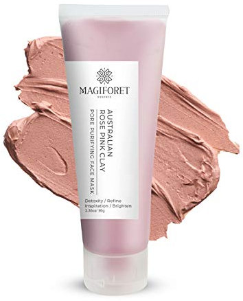 Pink Tonmaske, MagiForet Pink Clay Maske - Australische rosa Tonerde Gesichtsmaske, unreine Haut,Akne-Behandlung
