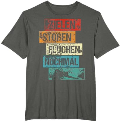 Zielen Stoßen Fluchen Nochmal Billard Geschenk Pool Snooker T-Shirt