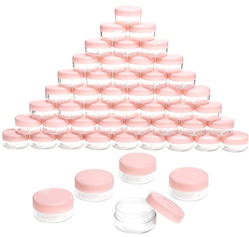 Empty Sample Pots 50Pcs Travel Sample Jar Pots With Lids 10g for Women Cosmetic Containers(Pink)