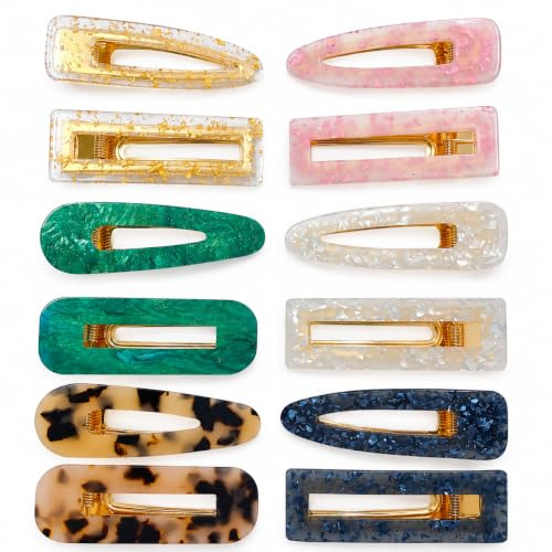 Parcce 12 Pieces Acrylic Resin Marble Hair Clips Set, Decorative Pearls Hair Barrettes Sweet Decorative Bobby Pins Hairpin Headwear Hair Accessories Headwear for Women and Girls…