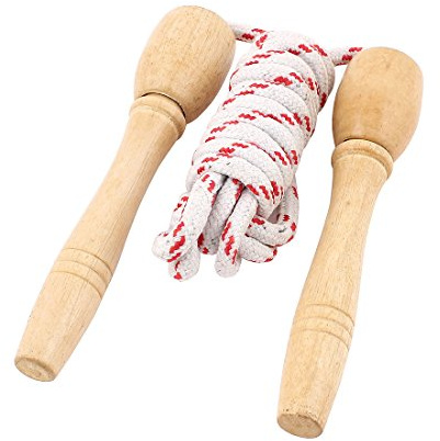 Ruilogod Springseil mit Holzgriff, für Sport, Fitness, Springen, Rot (ID: 9ba 06c 076 255 97e