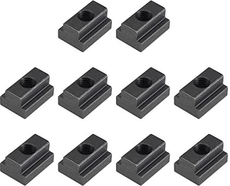 sourcing map M8 Thread T Slot Nuts, Alloy Steel Black Oxide Finish Grade 8.8 Tapped Through Slot T-nuts Furniture 10Pcs