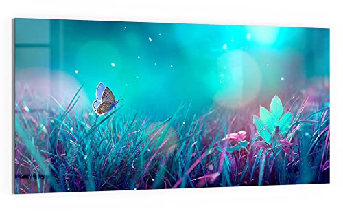 DEQORI Glas-Magnettafel | 100x50 cm groß | Motiv Märchenhafte Wiese | Memo-Board aus Glas | Magnetboard inkl. Magnete, Stift & Tuch für Küche & Büro | Tafel magnetisch & beschreibbar