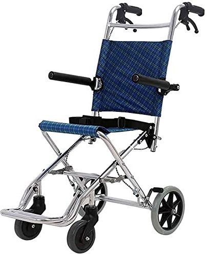 PEAMAN Leichter Aluminium-Rollstuhl, Kleiner Faltbarer Trolley mit hochklappbaren Armlehnen und Sitzgurt - wiegt nur 6 kg